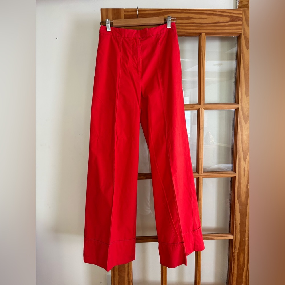 Anthropologie Poplin Wide Leg pants red size 4